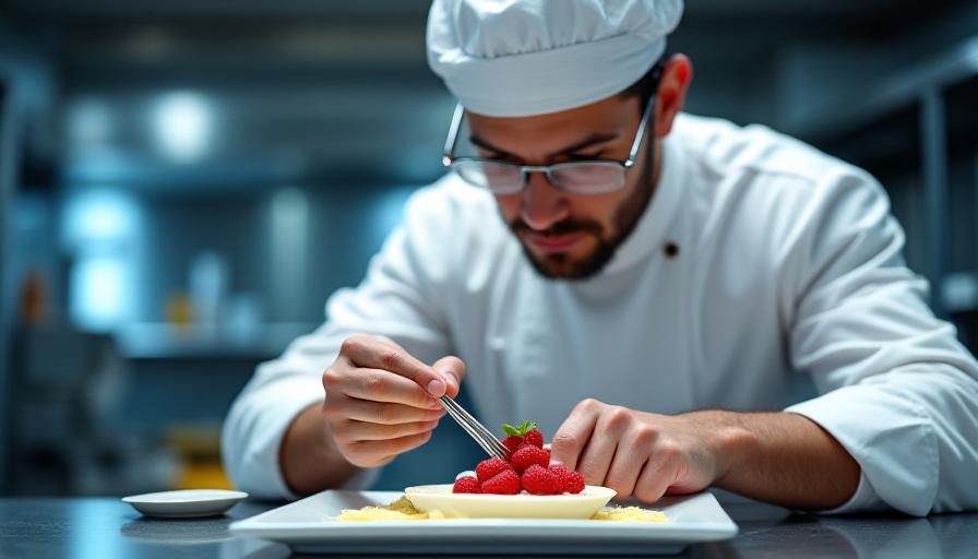 Chef plating a dish